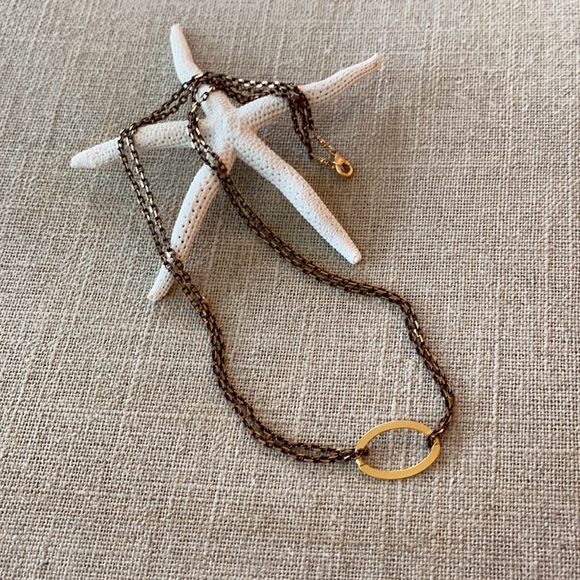 CV Designs mixed metals oval double chain necklace - Picture 2 of 4